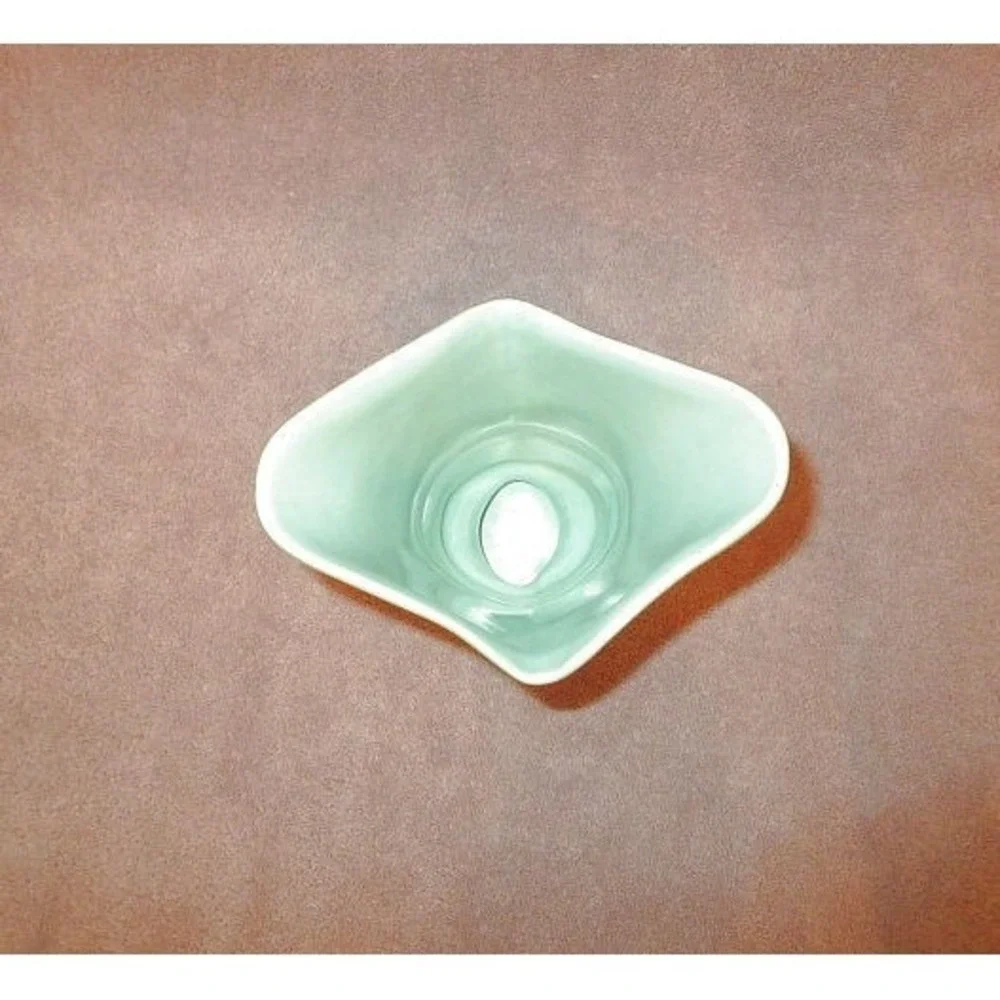 Vintage 1930s Pacific Pottery Vase Aqua Flared Rim Art Deco MCM Chevron USA Made